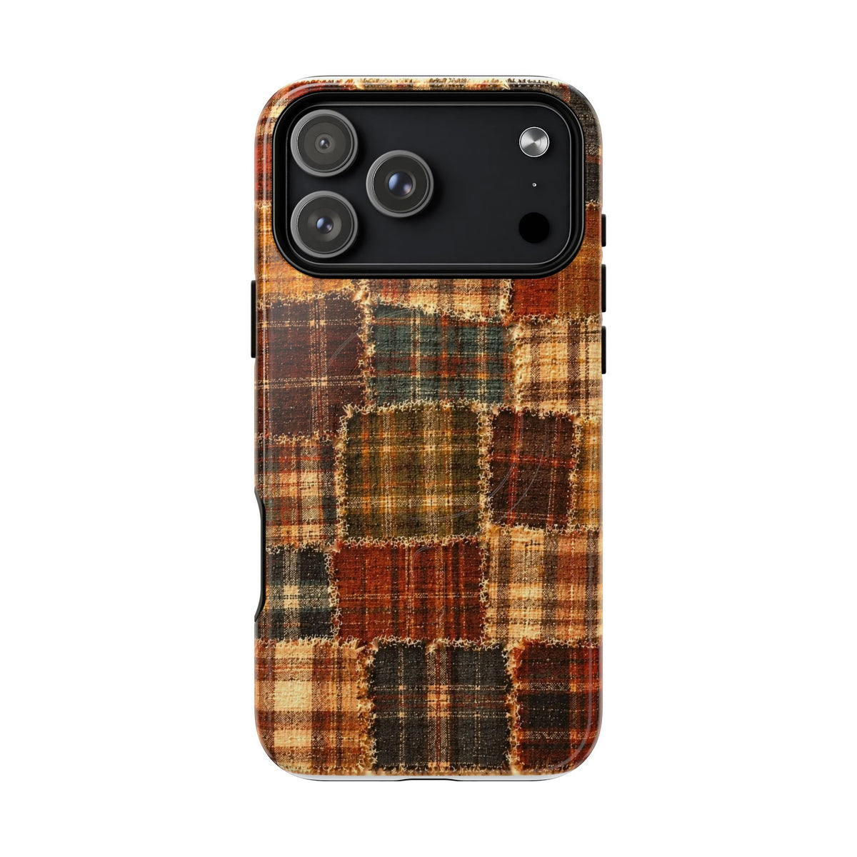 Plaid Patchwork Tough Magnetic Phone Case — Rustic Fall Plaid iPhone Cover