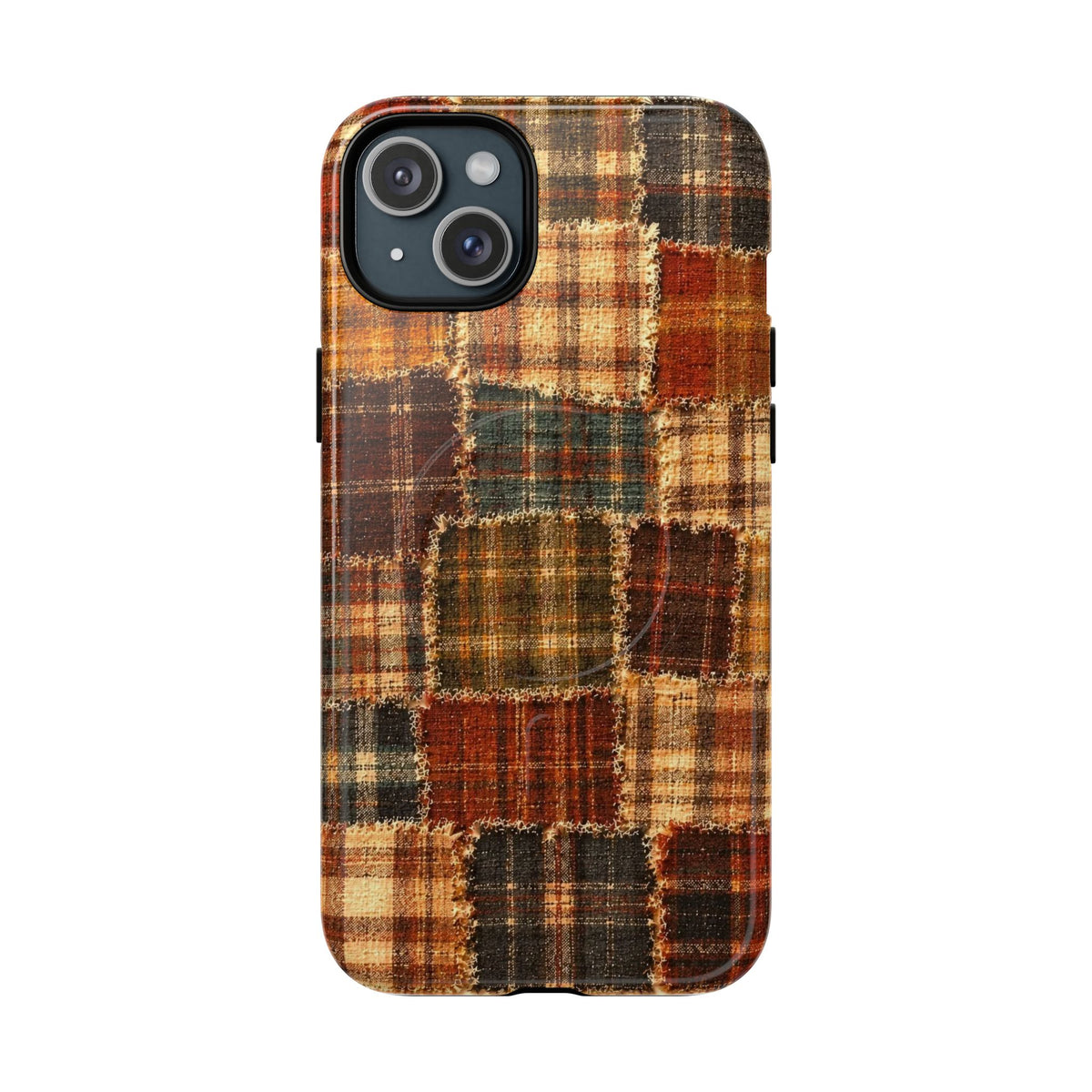 Plaid Patchwork Tough Magnetic Phone Case — Rustic Fall Plaid iPhone Cover