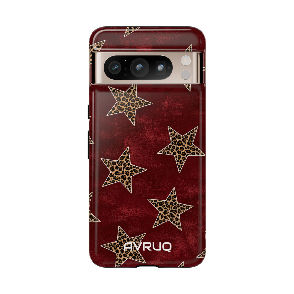 Leopard Star Phone Case – Burgundy Protective Cover