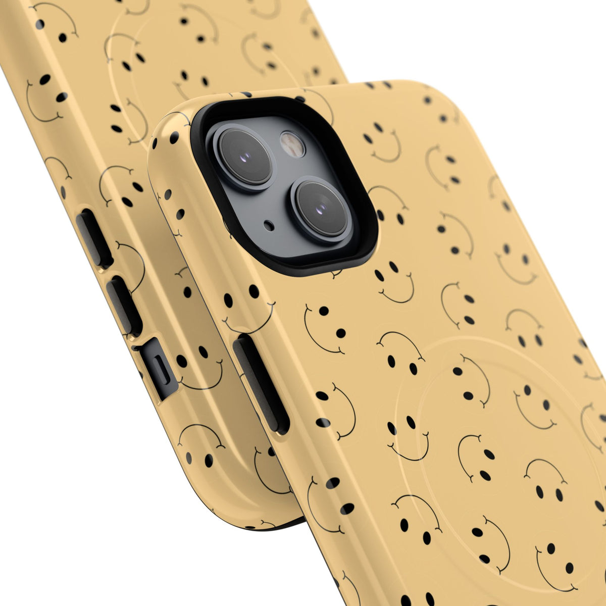 Smiley Pattern Tough Magnetic Phone Case — Beige Retro Happy Faces