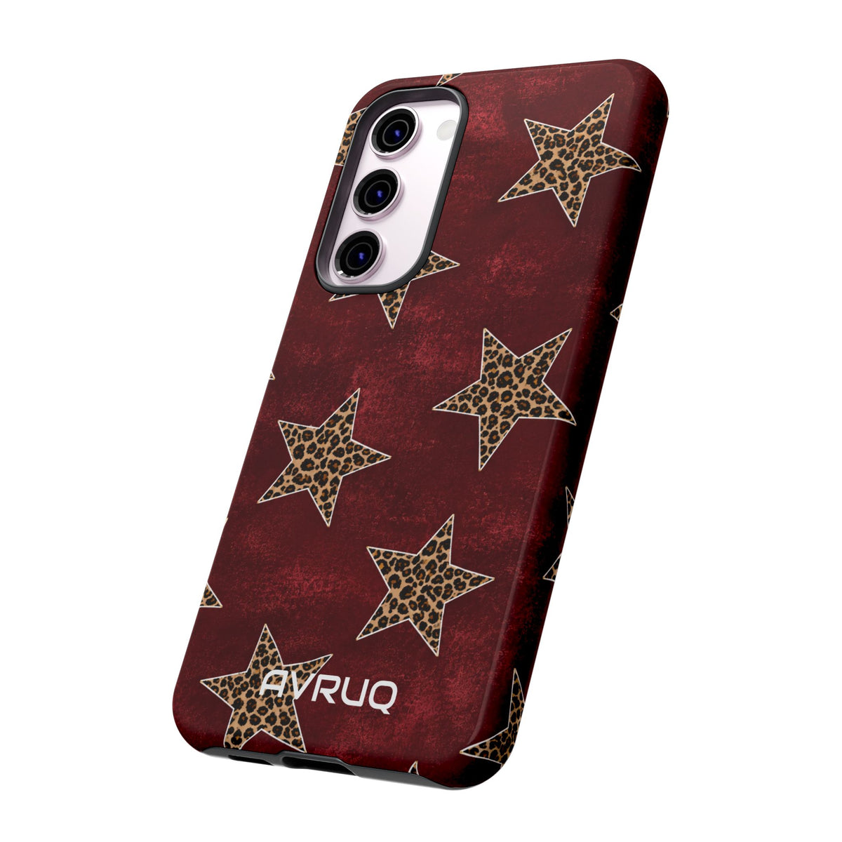 Leopard Star Phone Case – Burgundy Protective Cover