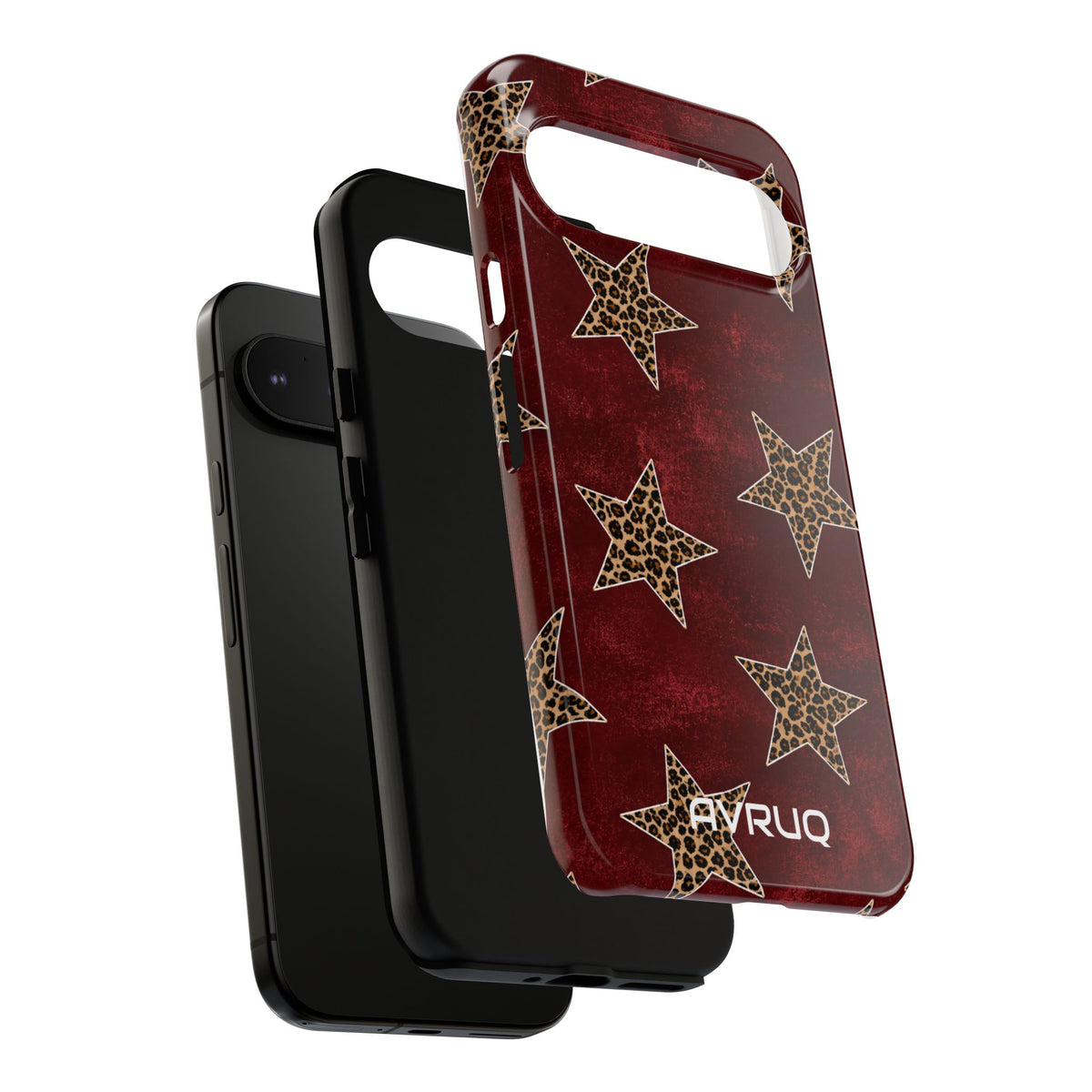 Leopard Star Phone Case – Burgundy Protective Cover