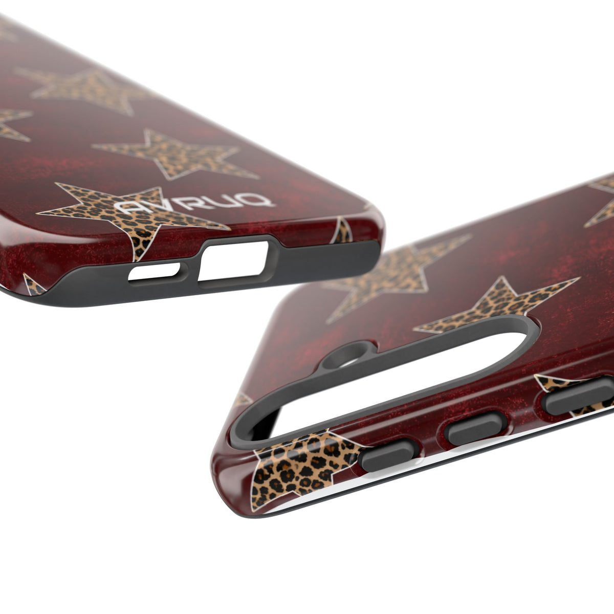 Leopard Star Phone Case – Burgundy Protective Cover