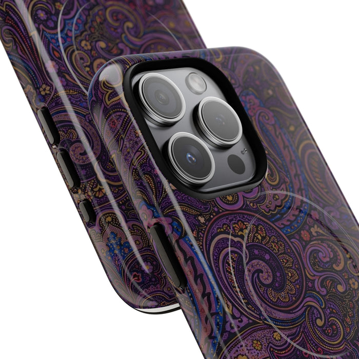 Purple Paisley Tough Magnetic Phone Case — Protective Magnetic iPhone Cover