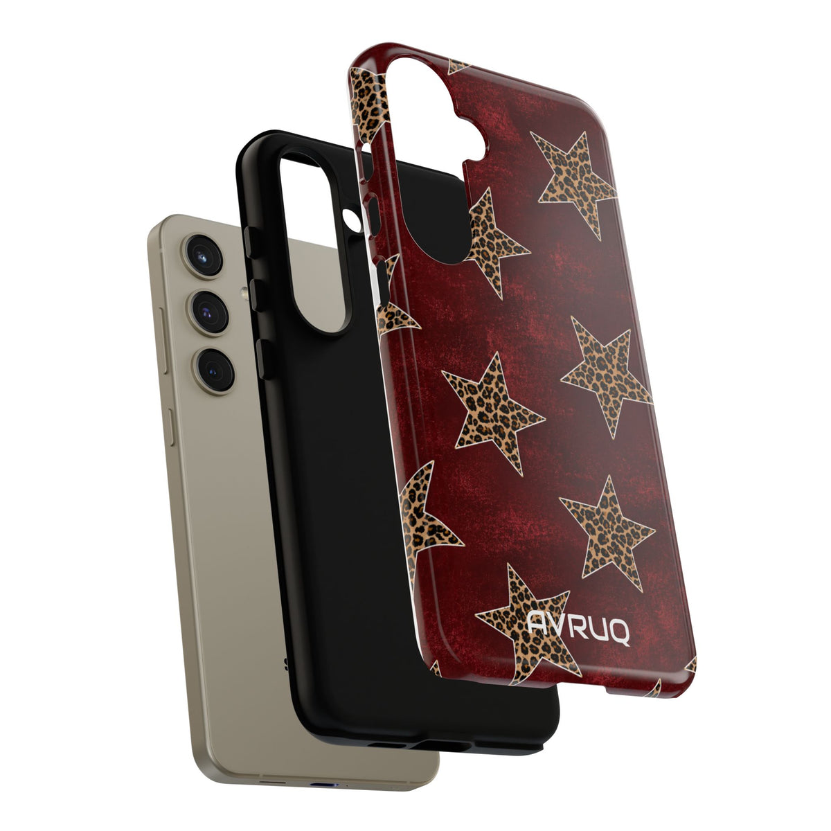 Leopard Star Phone Case – Burgundy Protective Cover