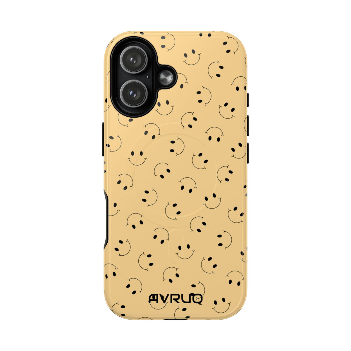 Smiley Pattern Tough Magnetic Phone Case — Beige Retro Happy Faces