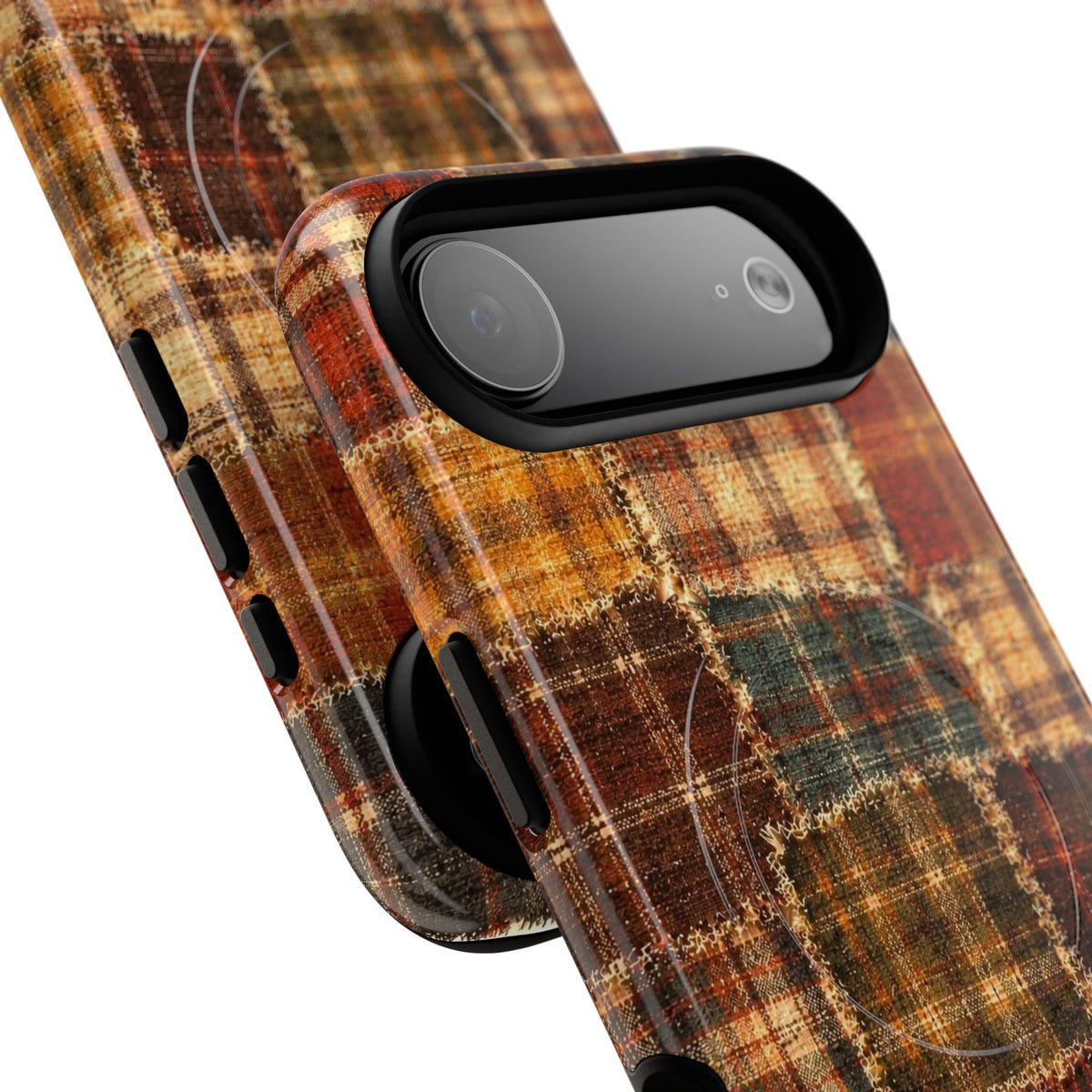 Plaid Patchwork Tough Magnetic Phone Case — Rustic Fall Plaid iPhone Cover