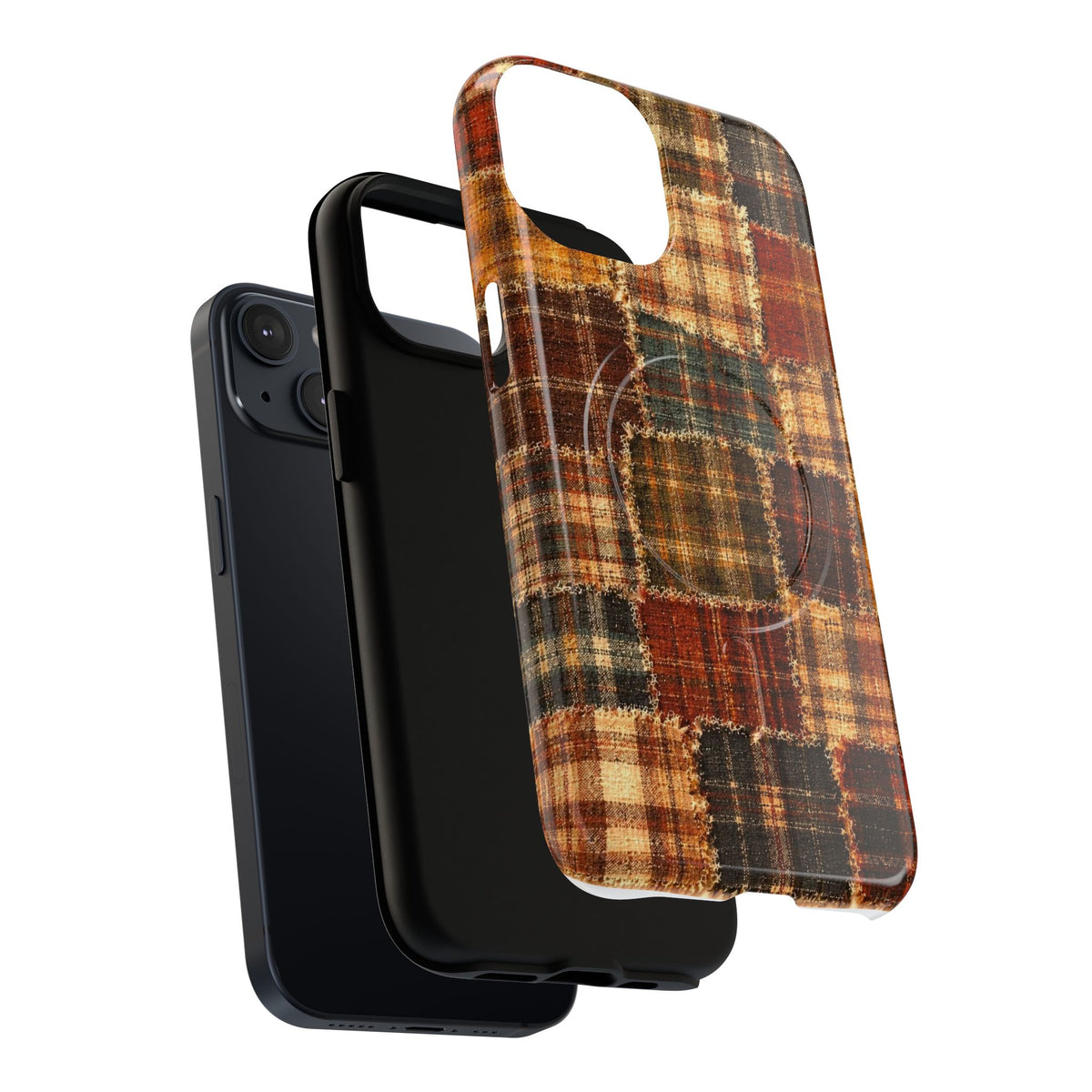 Plaid Patchwork Tough Magnetic Phone Case — Rustic Fall Plaid iPhone Cover