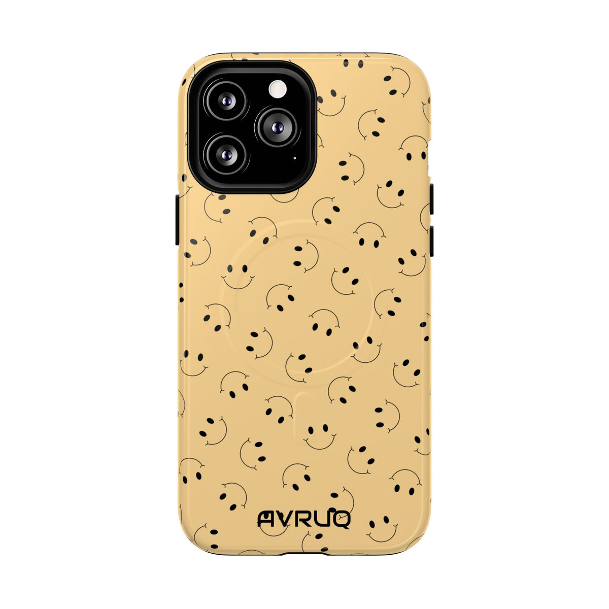 Smiley Pattern Tough Magnetic Phone Case — Beige Retro Happy Faces