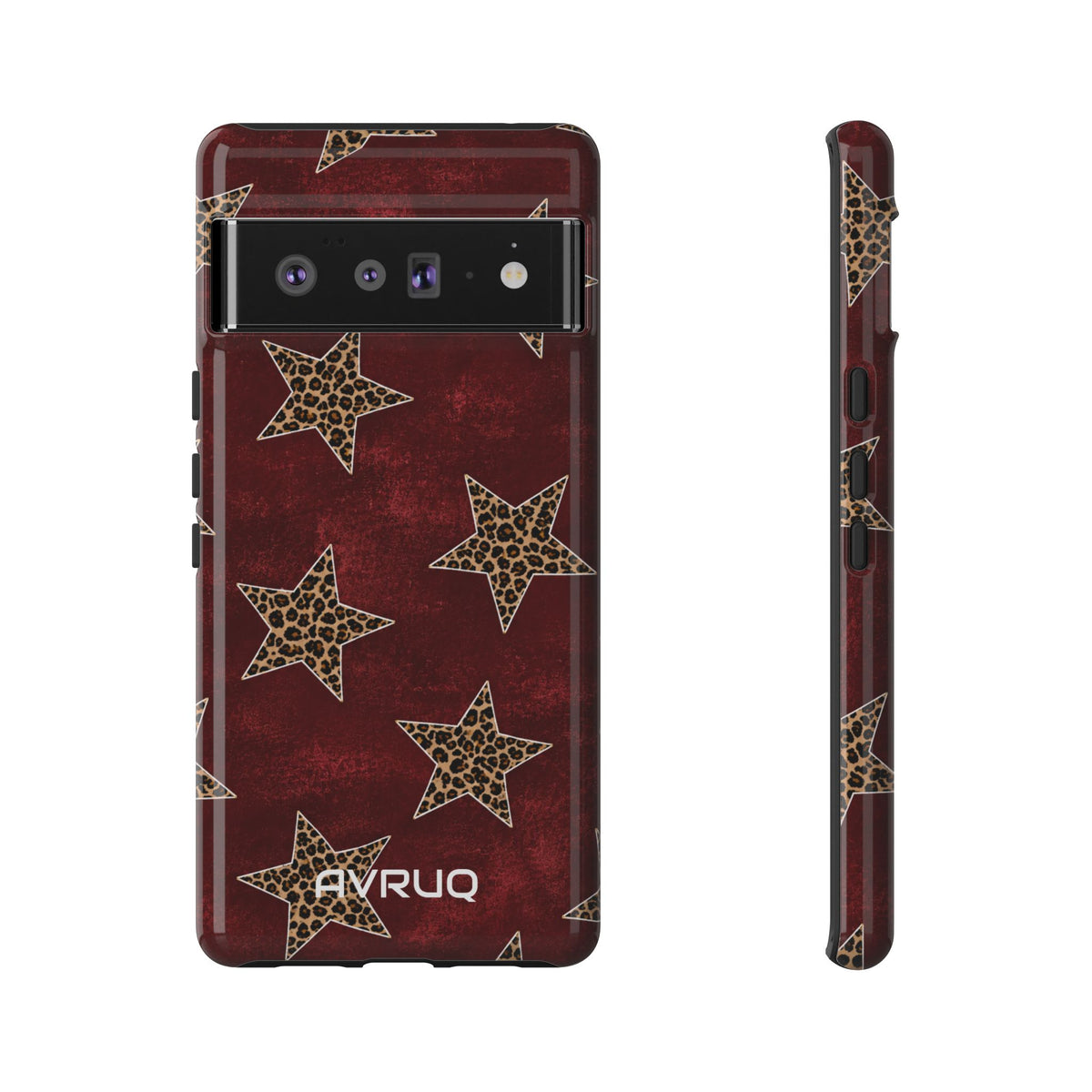 Leopard Star Phone Case – Burgundy Protective Cover