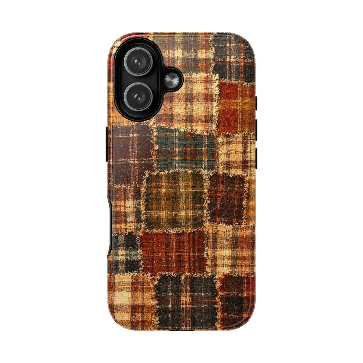 Plaid Patchwork Tough Magnetic Phone Case — Rustic Fall Plaid iPhone Cover