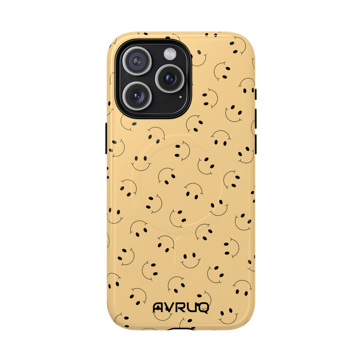 Smiley Pattern Tough Magnetic Phone Case — Beige Retro Happy Faces