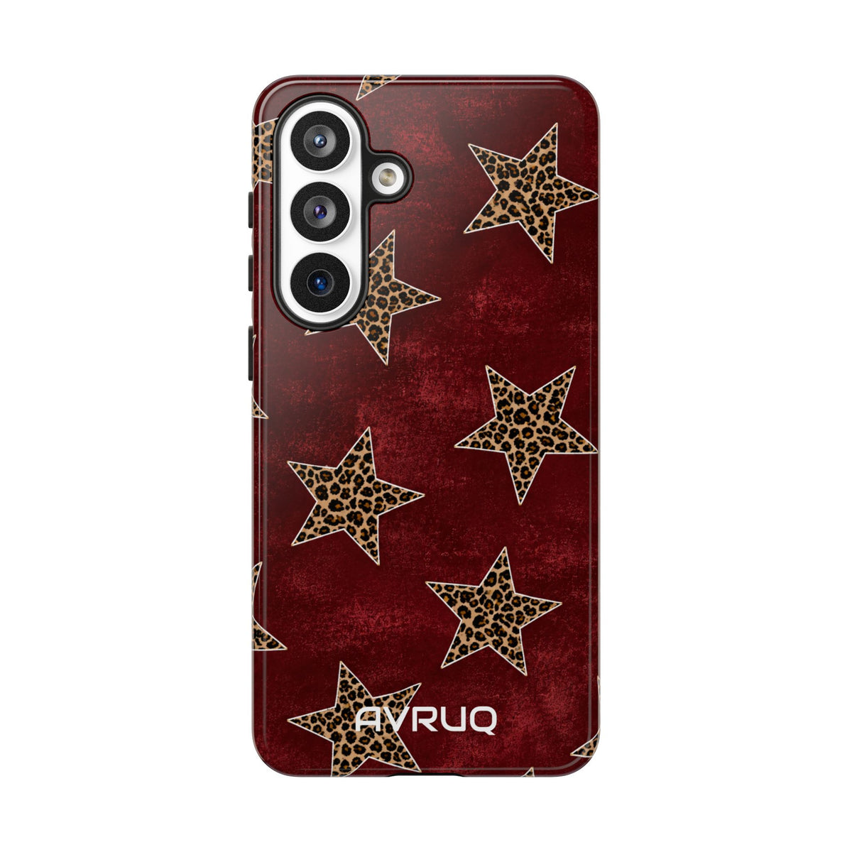 Leopard Star Phone Case – Burgundy Protective Cover