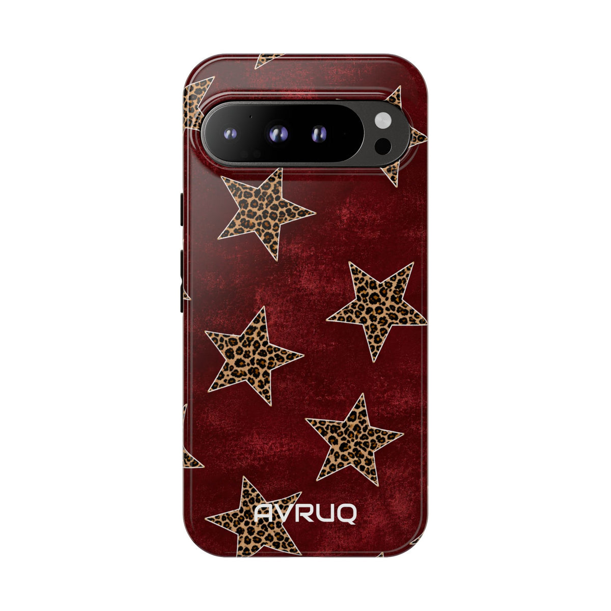 Leopard Star Phone Case – Burgundy Protective Cover