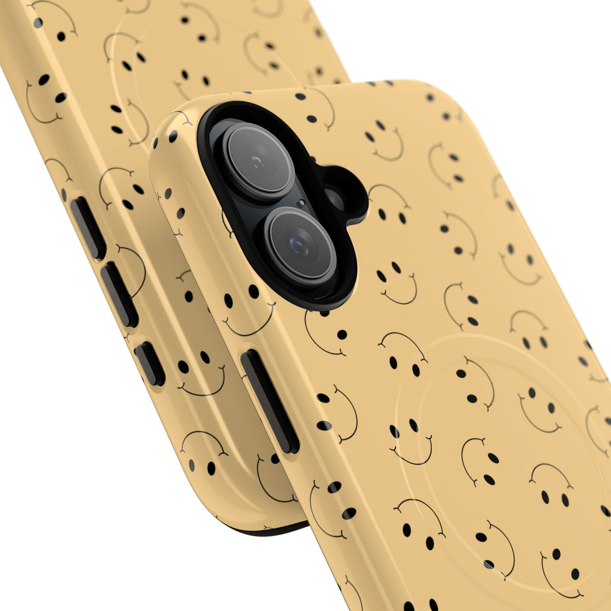 Smiley Pattern Tough Magnetic Phone Case — Beige Retro Happy Faces