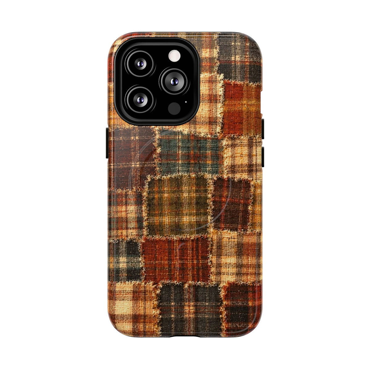Plaid Patchwork Tough Magnetic Phone Case — Rustic Fall Plaid iPhone Cover