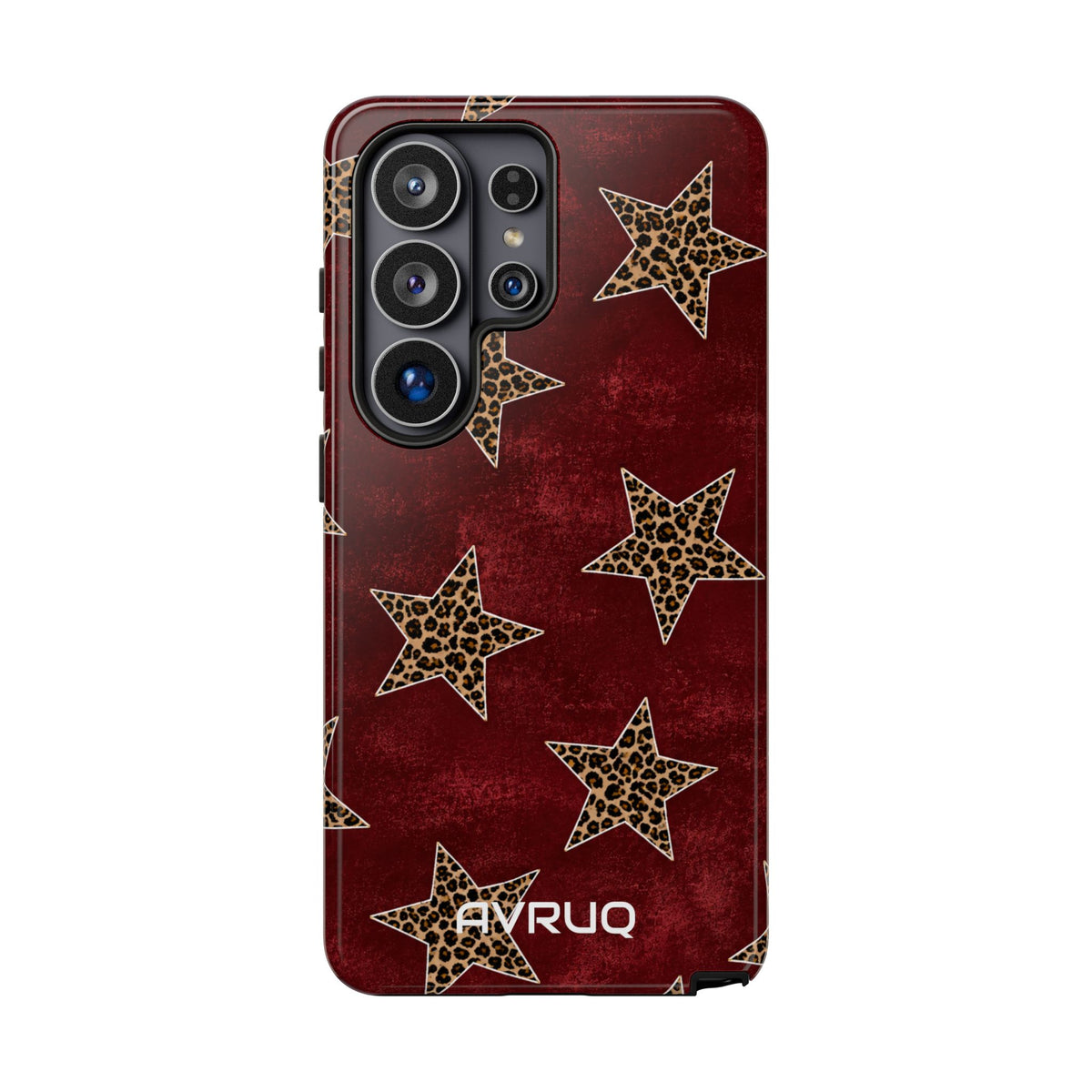 Leopard Star Phone Case – Burgundy Protective Cover