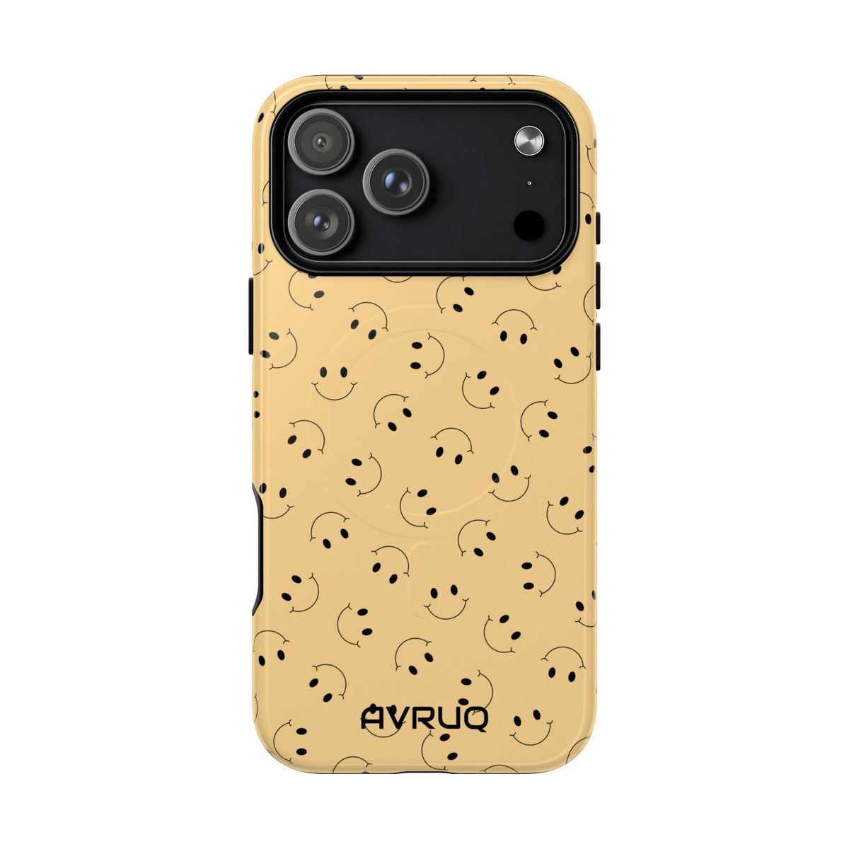 Smiley Pattern Tough Magnetic Phone Case — Beige Retro Happy Faces