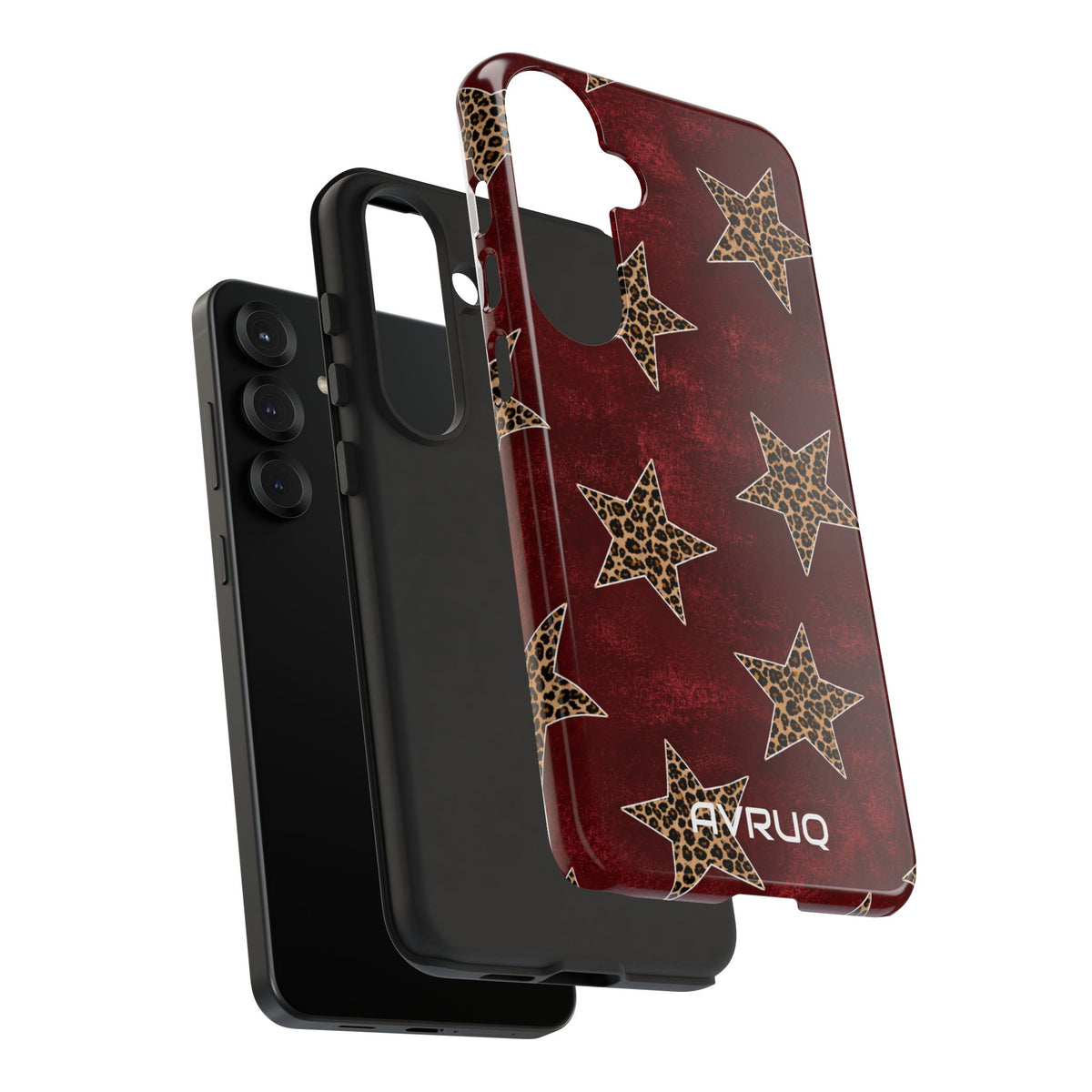 Leopard Star Phone Case – Burgundy Protective Cover