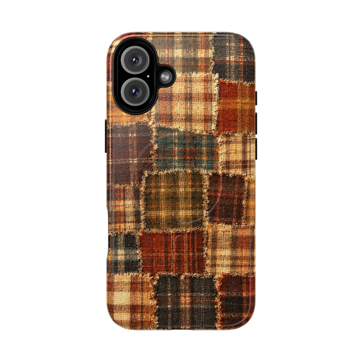 Plaid Patchwork Tough Magnetic Phone Case — Rustic Fall Plaid iPhone Cover