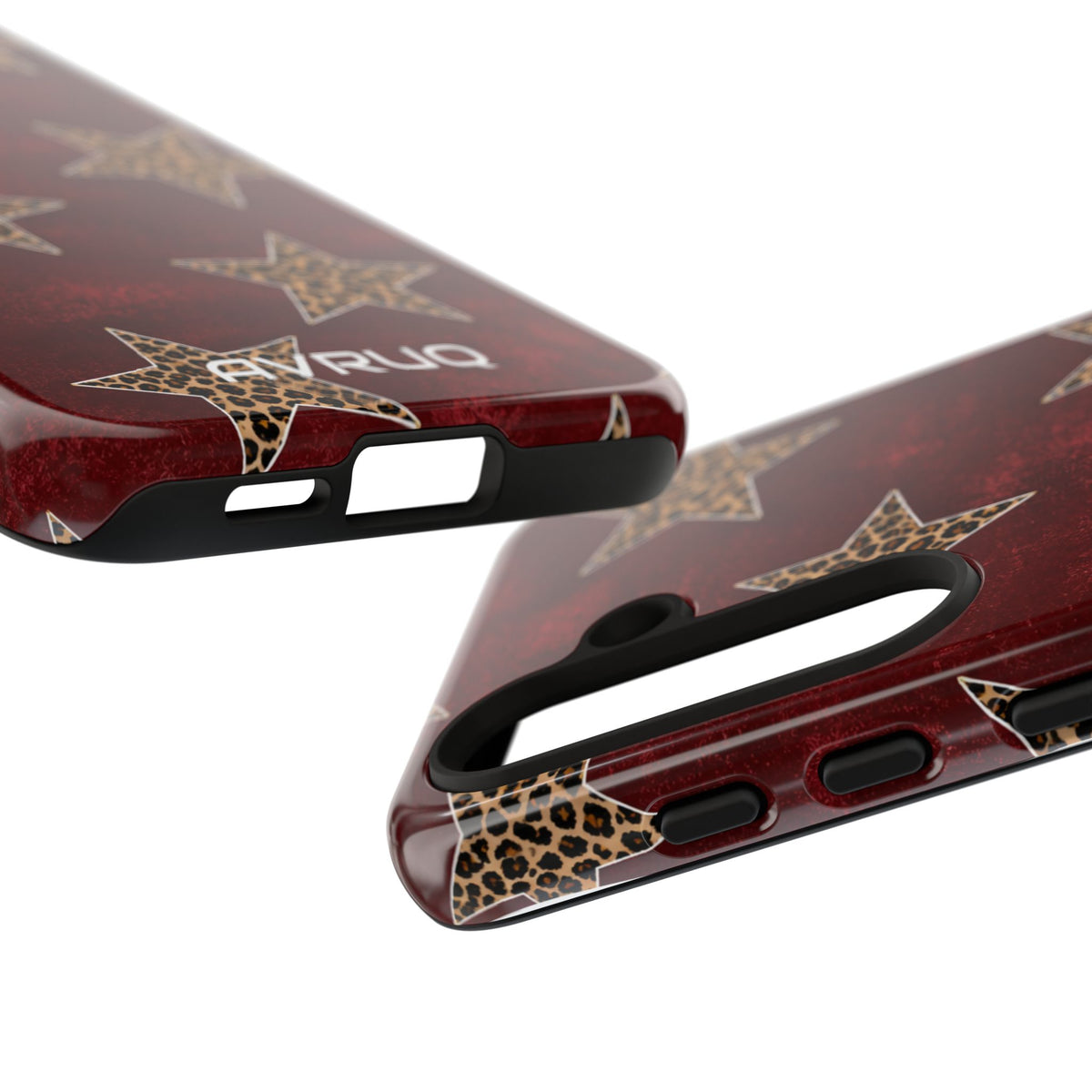 Leopard Star Phone Case – Burgundy Protective Cover