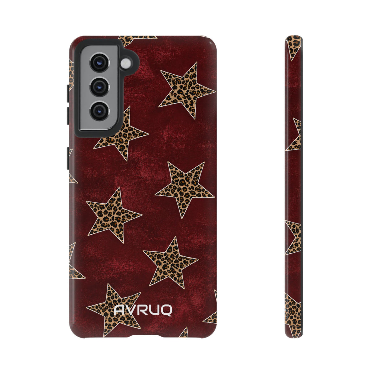 Leopard Star Phone Case – Burgundy Protective Cover