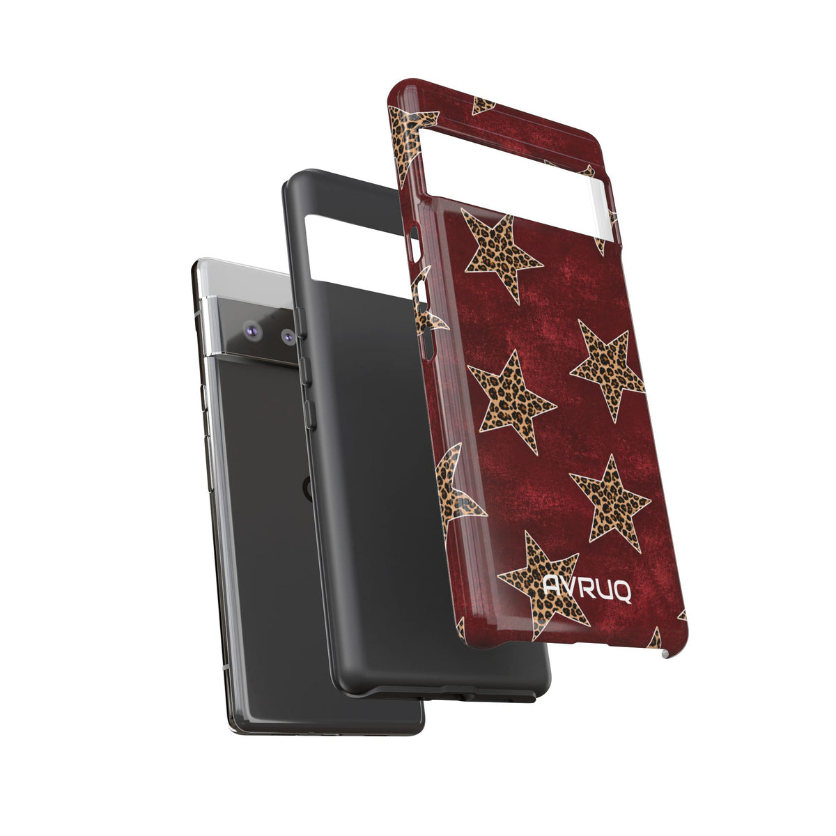 Leopard Star Phone Case – Burgundy Protective Cover