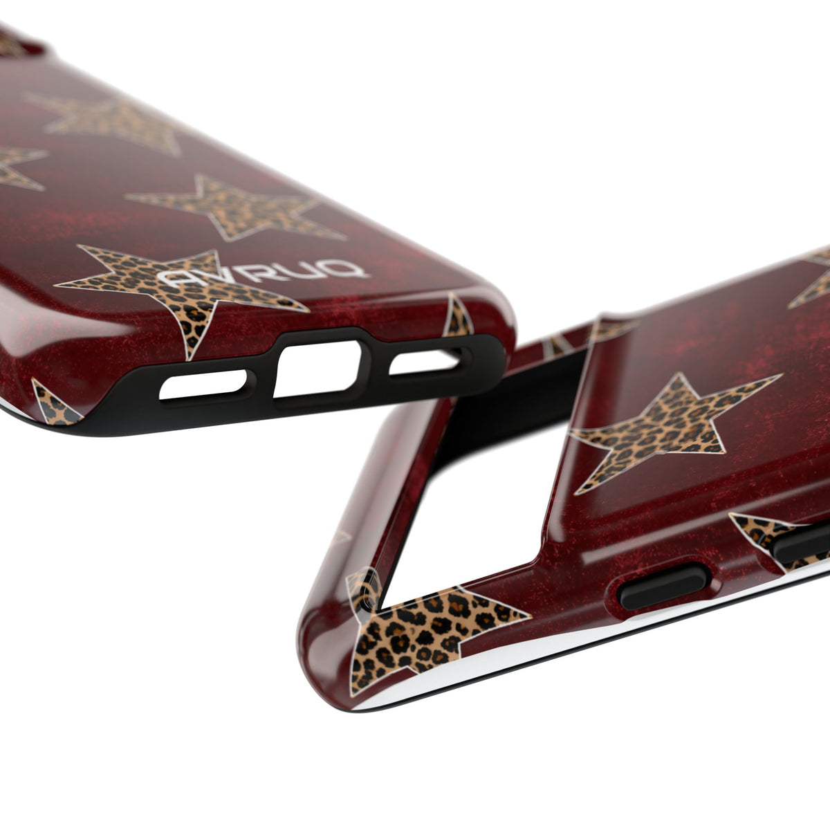 Leopard Star Phone Case – Burgundy Protective Cover