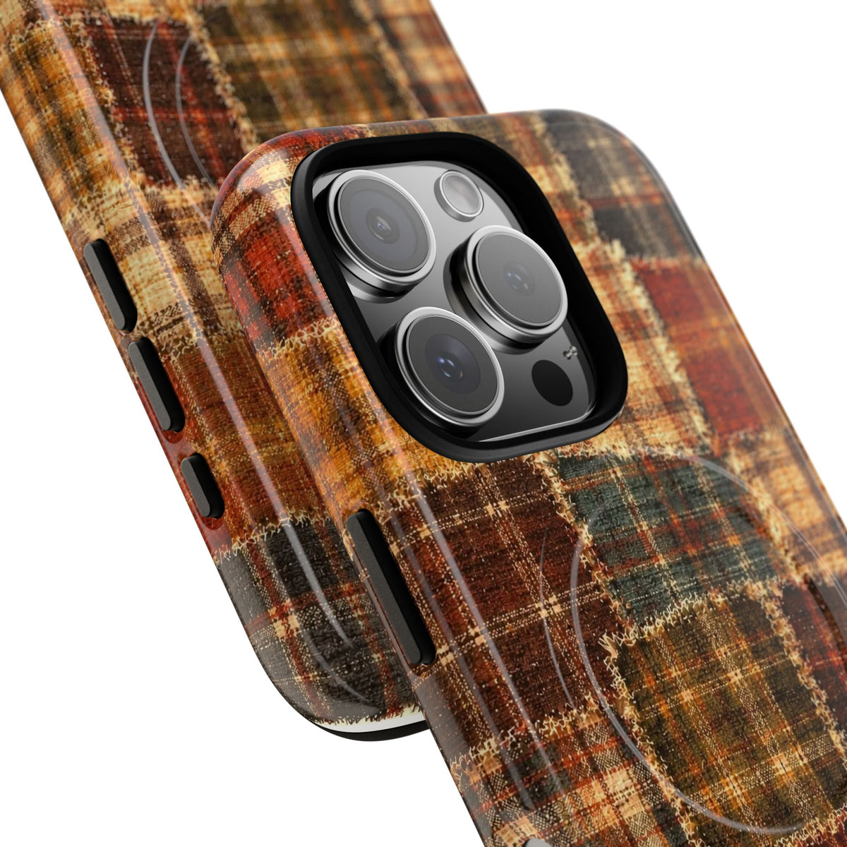 Plaid Patchwork Tough Magnetic Phone Case — Rustic Fall Plaid iPhone Cover