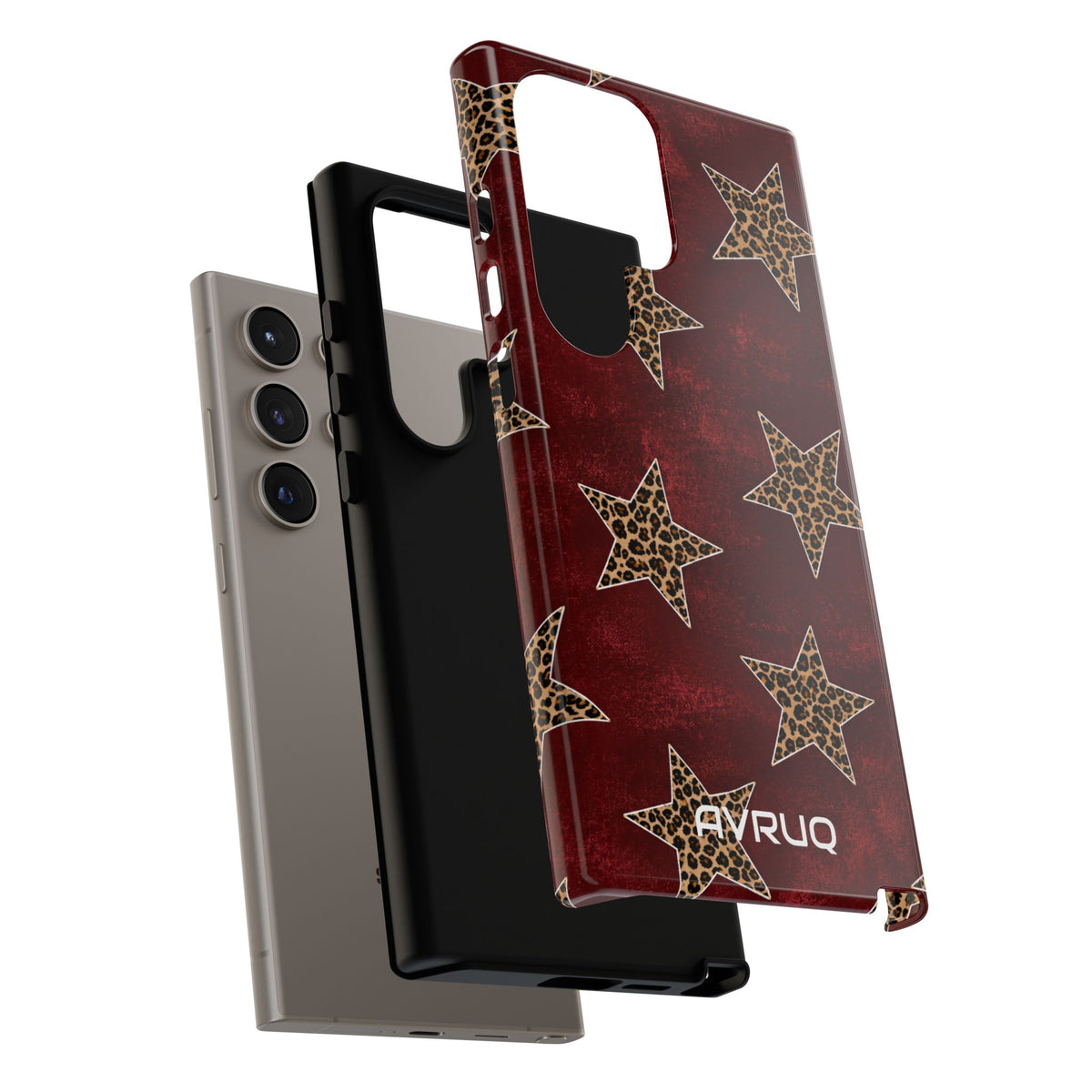 Leopard Star Phone Case – Burgundy Protective Cover