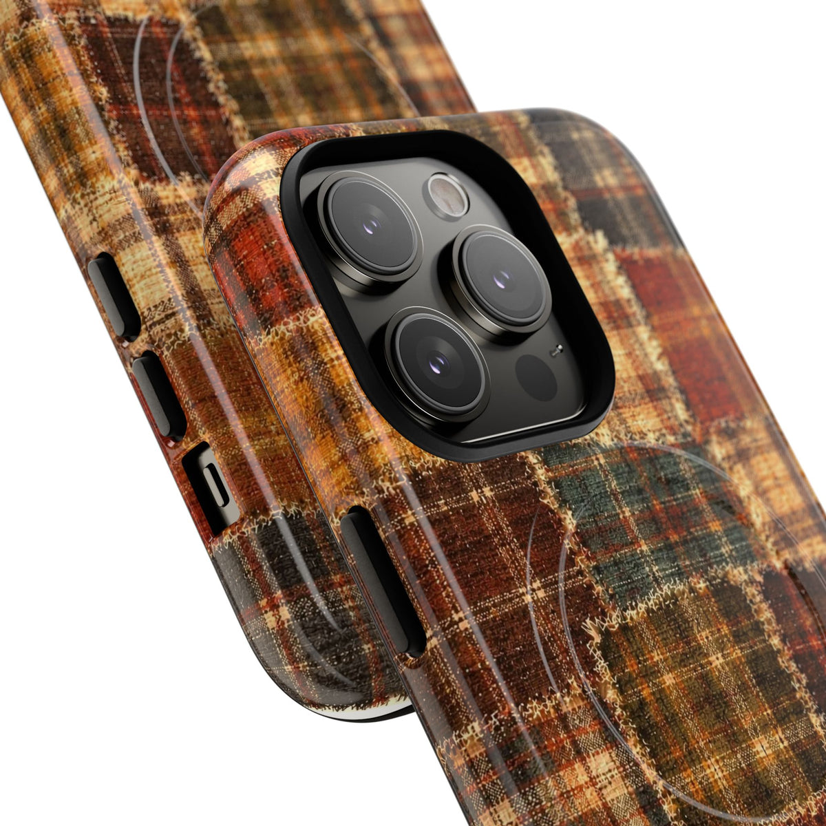 Plaid Patchwork Tough Magnetic Phone Case — Rustic Fall Plaid iPhone Cover
