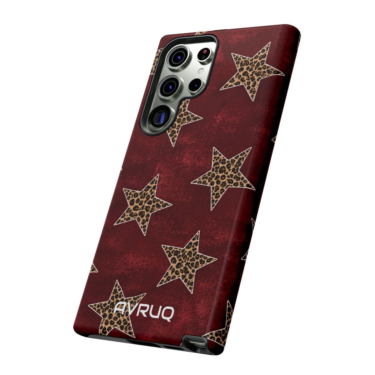 Leopard Star Phone Case – Burgundy Protective Cover