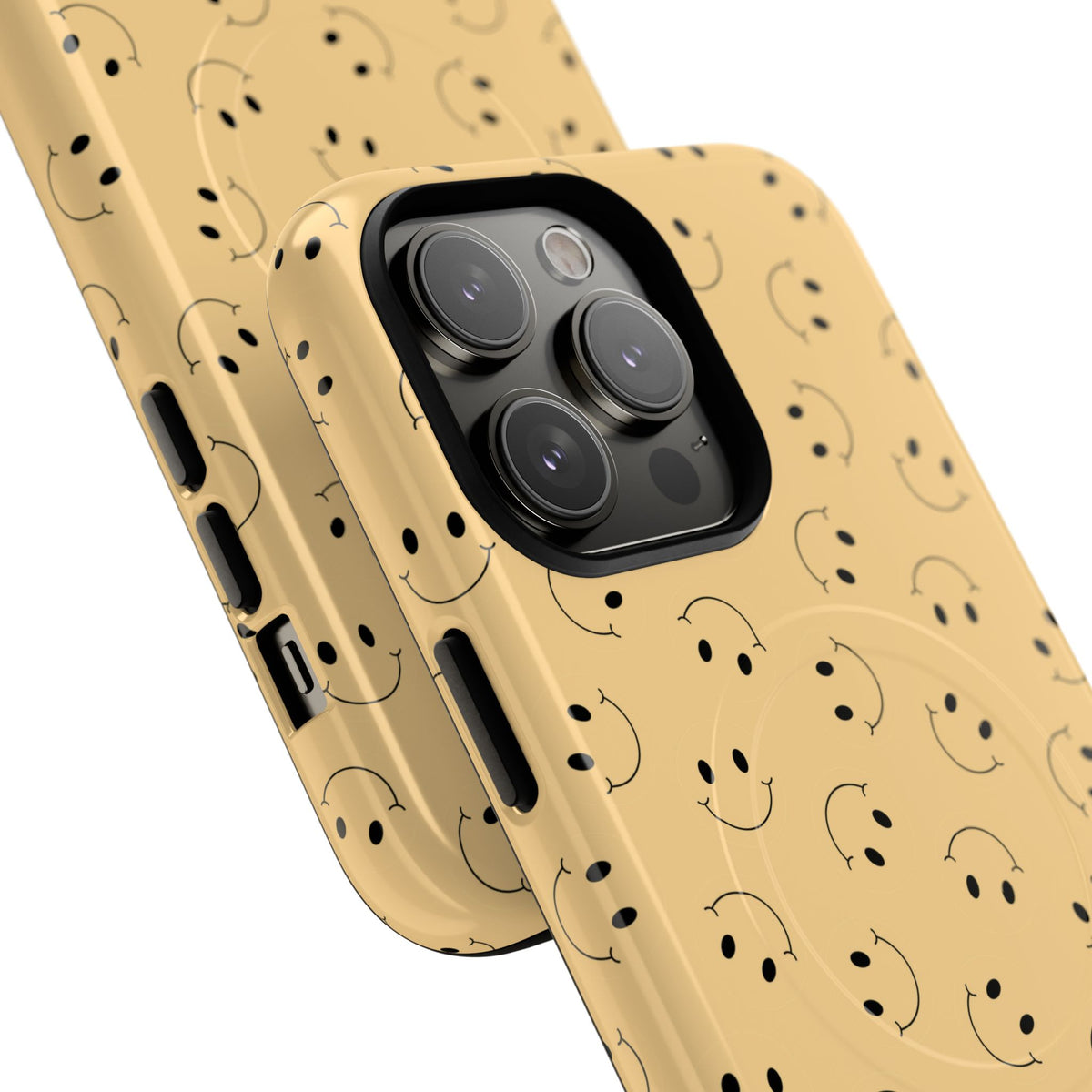 Smiley Pattern Tough Magnetic Phone Case — Beige Retro Happy Faces