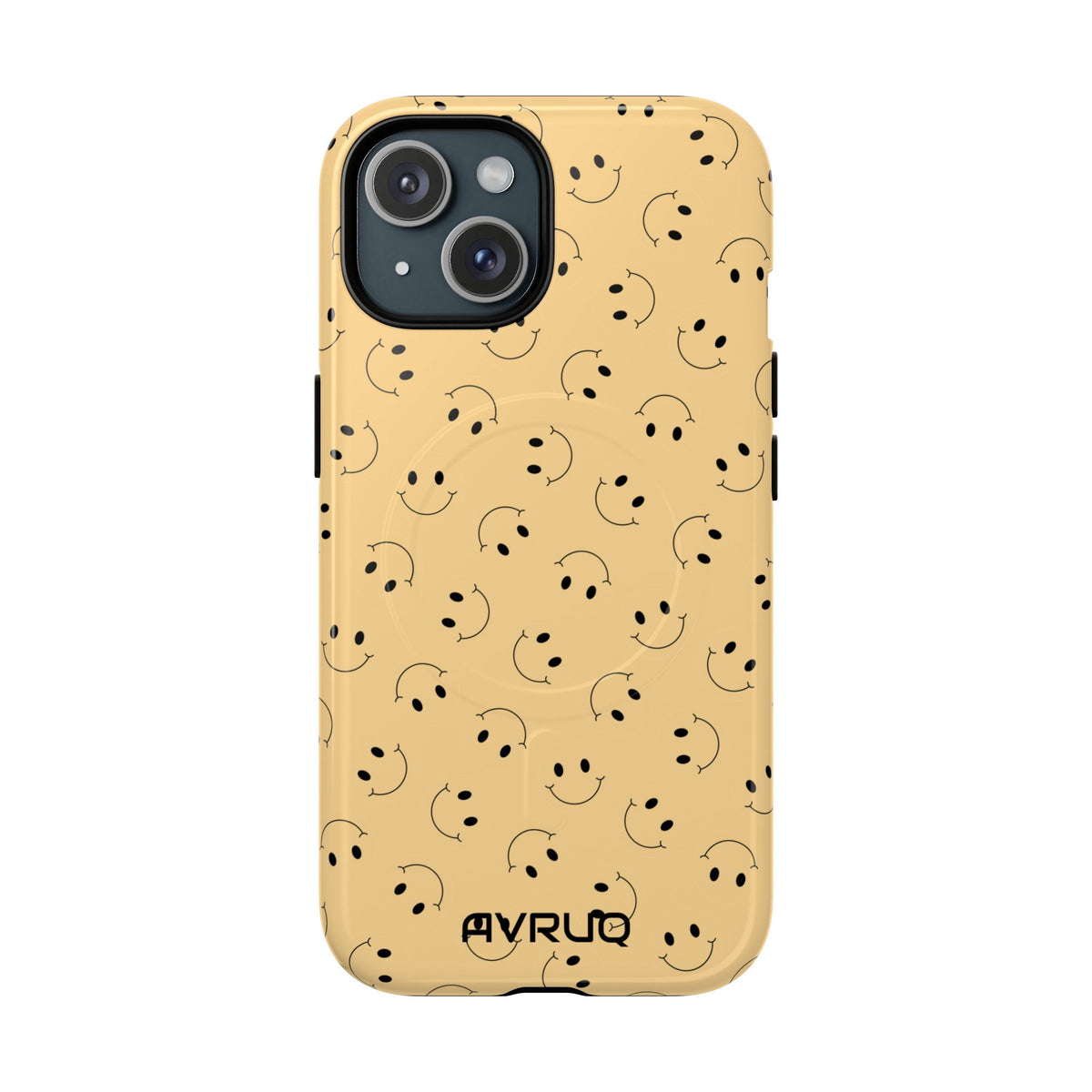 Smiley Pattern Tough Magnetic Phone Case — Beige Retro Happy Faces