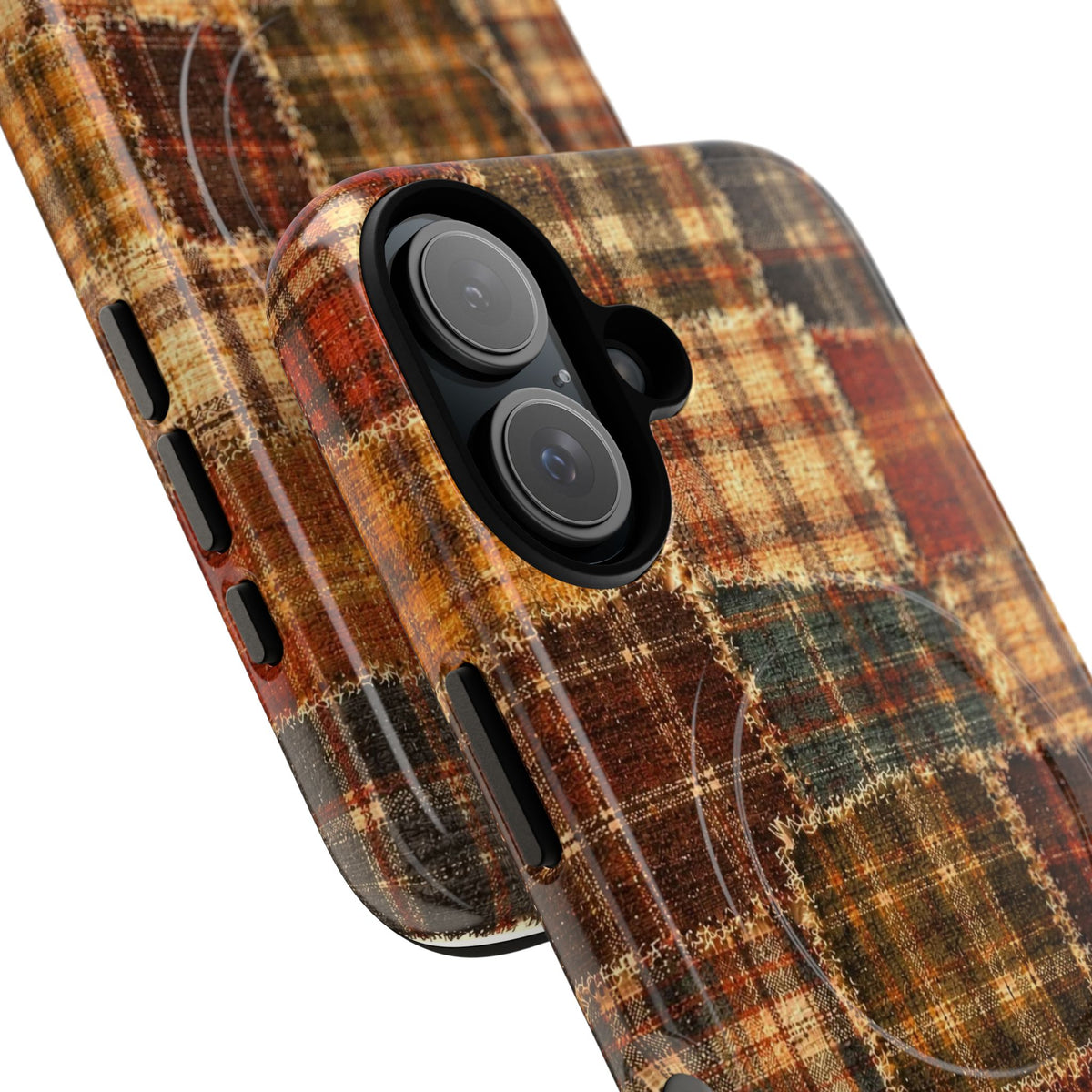 Plaid Patchwork Tough Magnetic Phone Case — Rustic Fall Plaid iPhone Cover