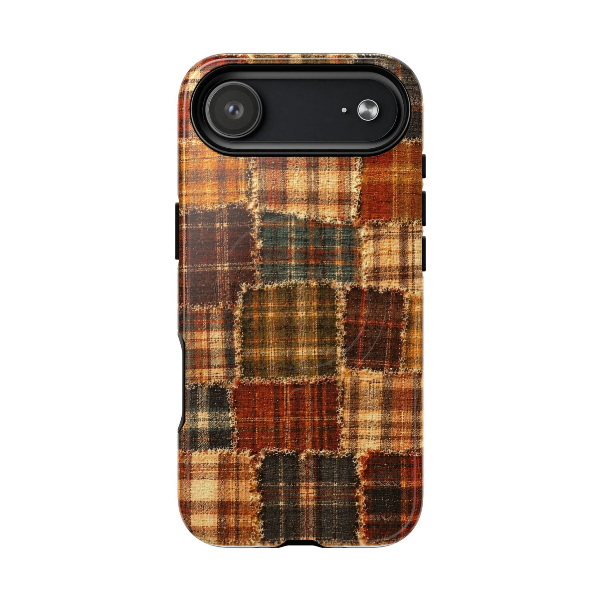 Plaid Patchwork Tough Magnetic Phone Case — Rustic Fall Plaid iPhone Cover