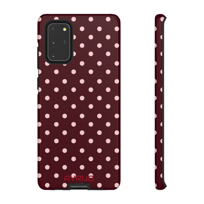 Polka Dot Tough Phone Case — Burgundy with Pink Dots