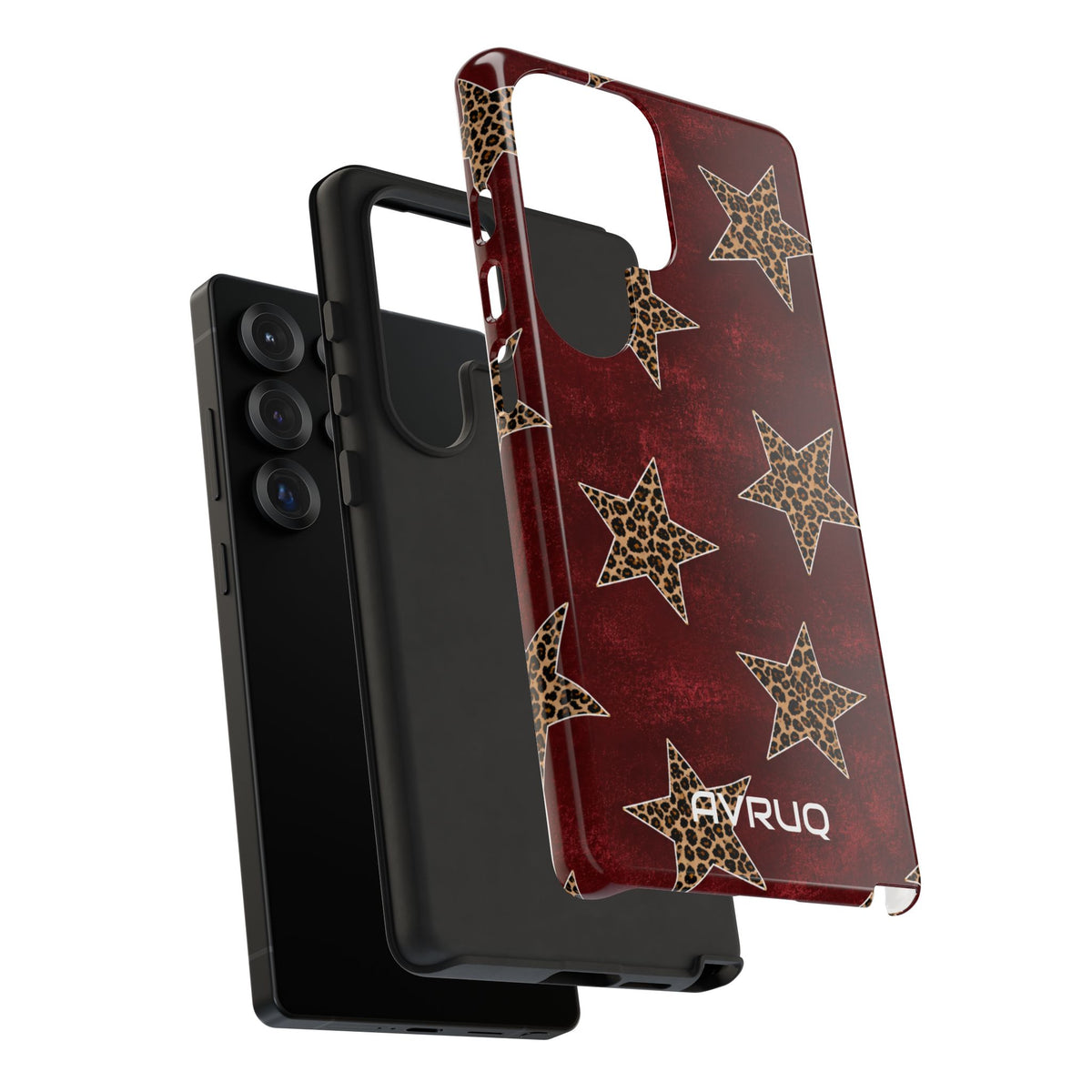 Leopard Star Phone Case – Burgundy Protective Cover