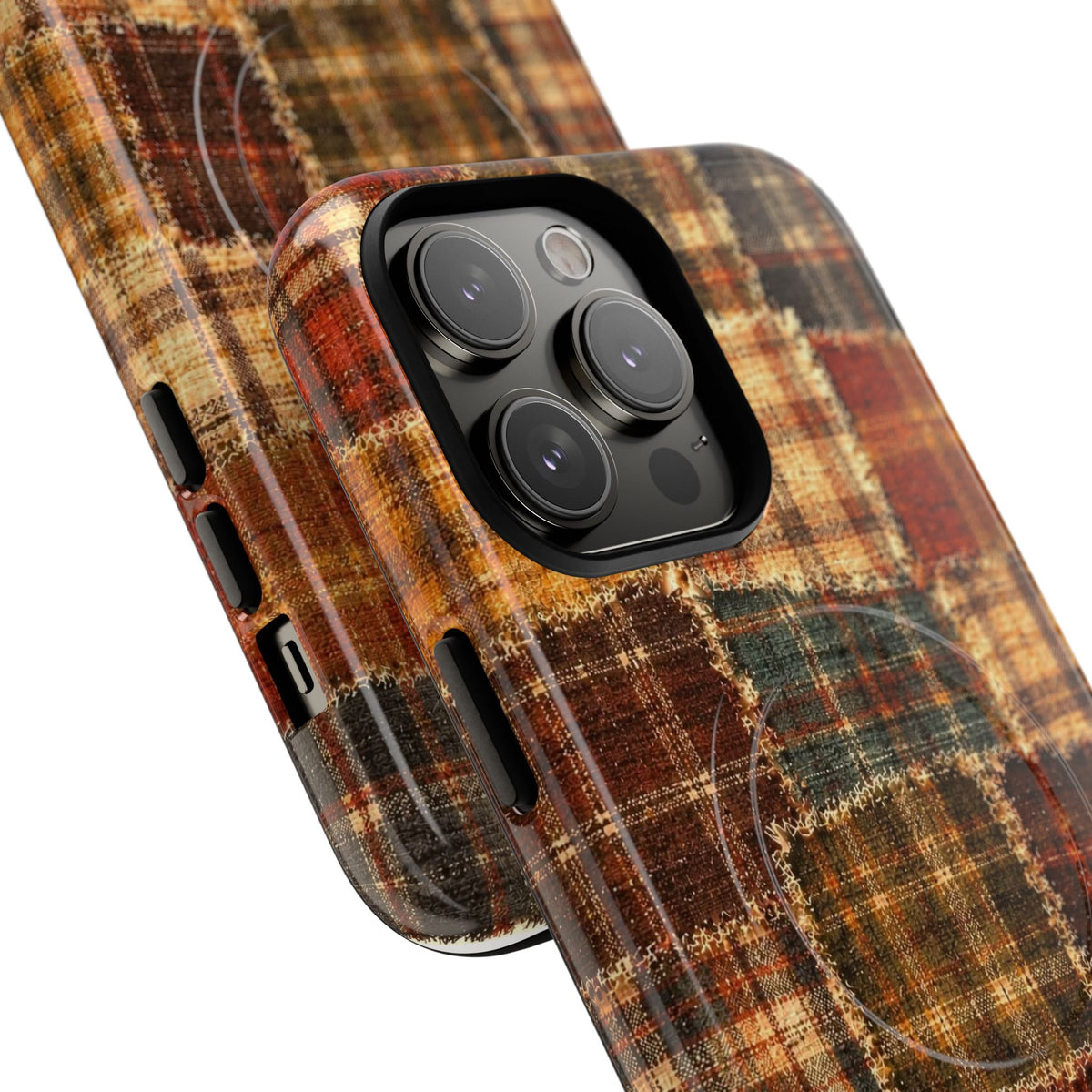 Plaid Patchwork Tough Magnetic Phone Case — Rustic Fall Plaid iPhone Cover