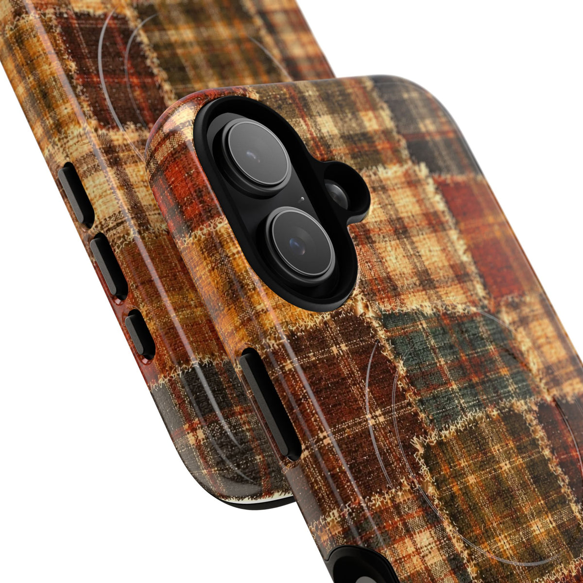 Plaid Patchwork Tough Magnetic Phone Case — Rustic Fall Plaid iPhone Cover