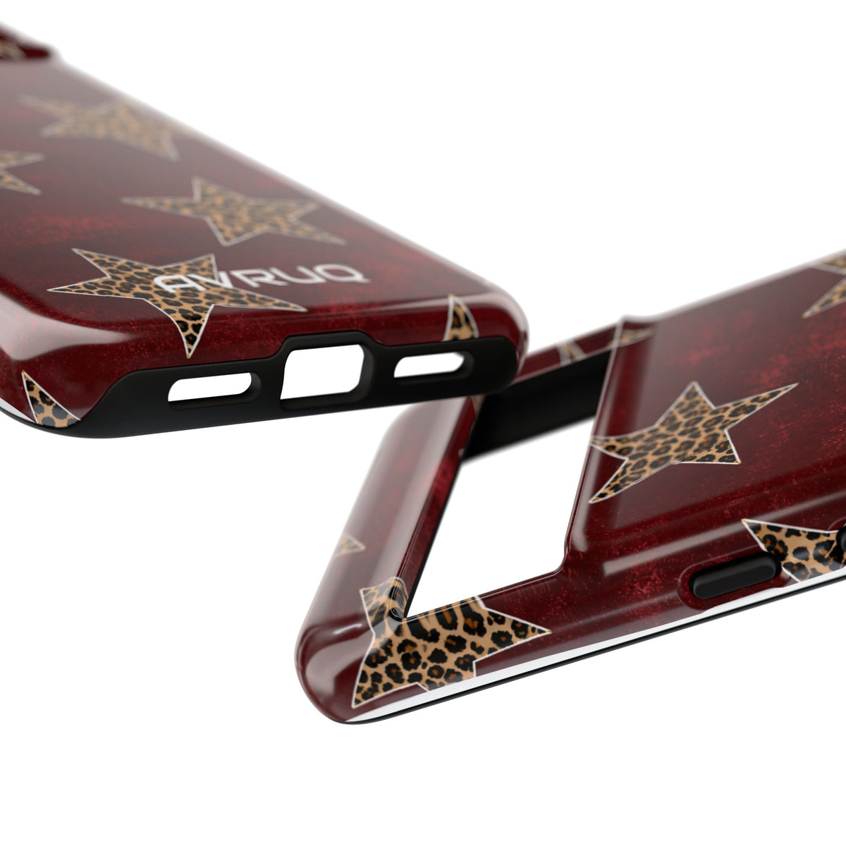 Leopard Star Phone Case – Burgundy Protective Cover