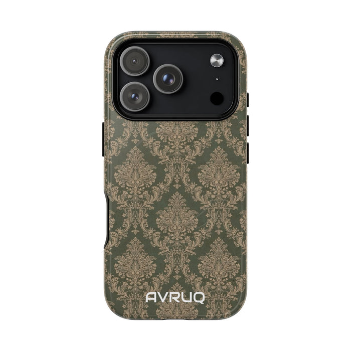 Magnetic Phone Case — Vintage Olive Damask Tough Protective Cover