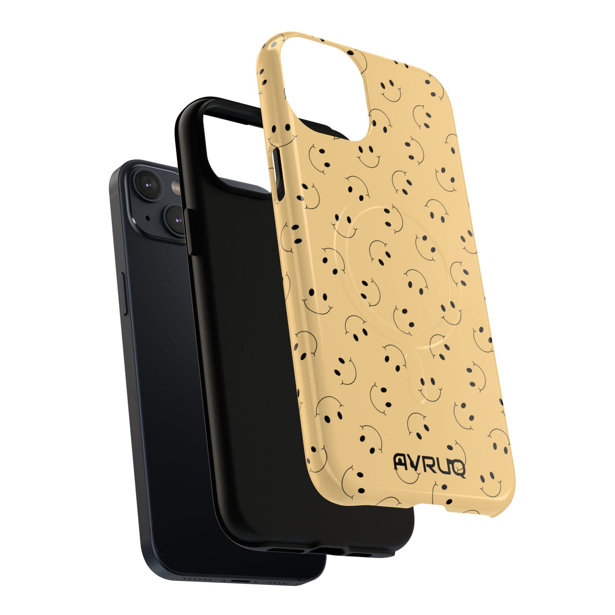 Smiley Pattern Tough Magnetic Phone Case — Beige Retro Happy Faces