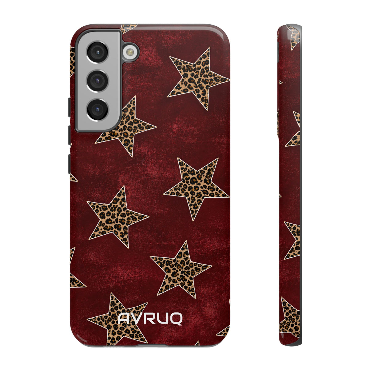 Leopard Star Phone Case – Burgundy Protective Cover