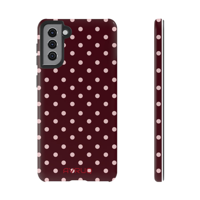 Polka Dot Tough Phone Case — Burgundy with Pink Dots