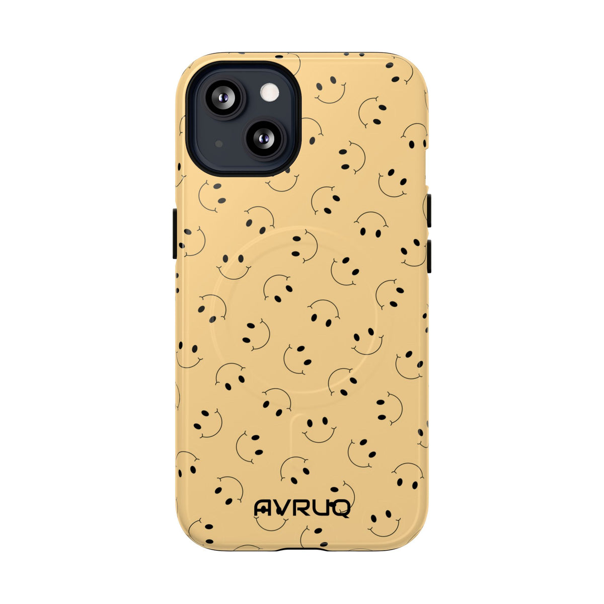 Smiley Pattern Tough Magnetic Phone Case — Beige Retro Happy Faces
