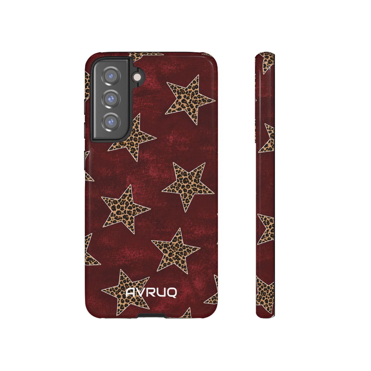 Leopard Star Phone Case – Burgundy Protective Cover