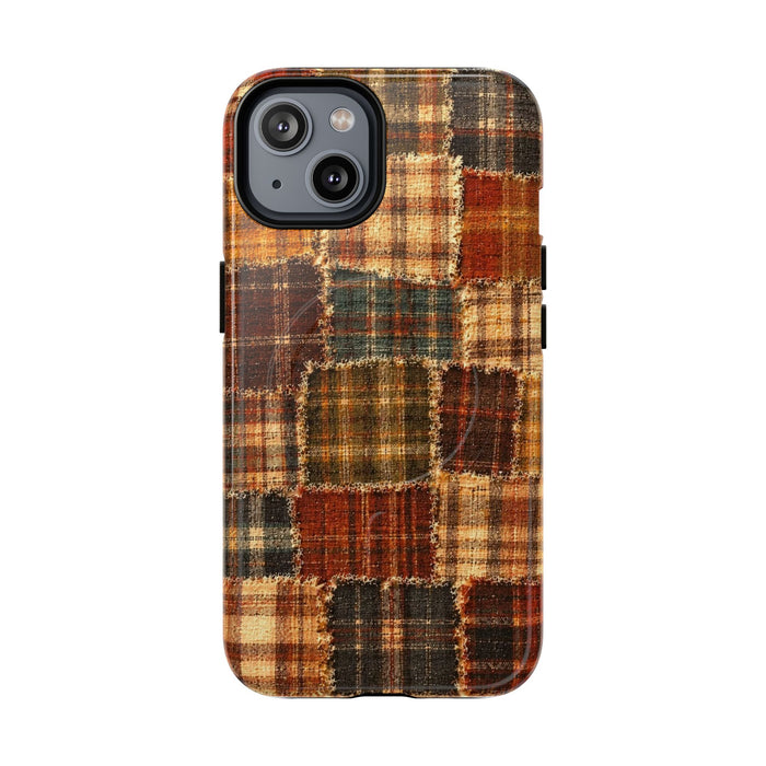 Plaid Patchwork Tough Magnetic Phone Case — Rustic Fall Plaid iPhone Cover