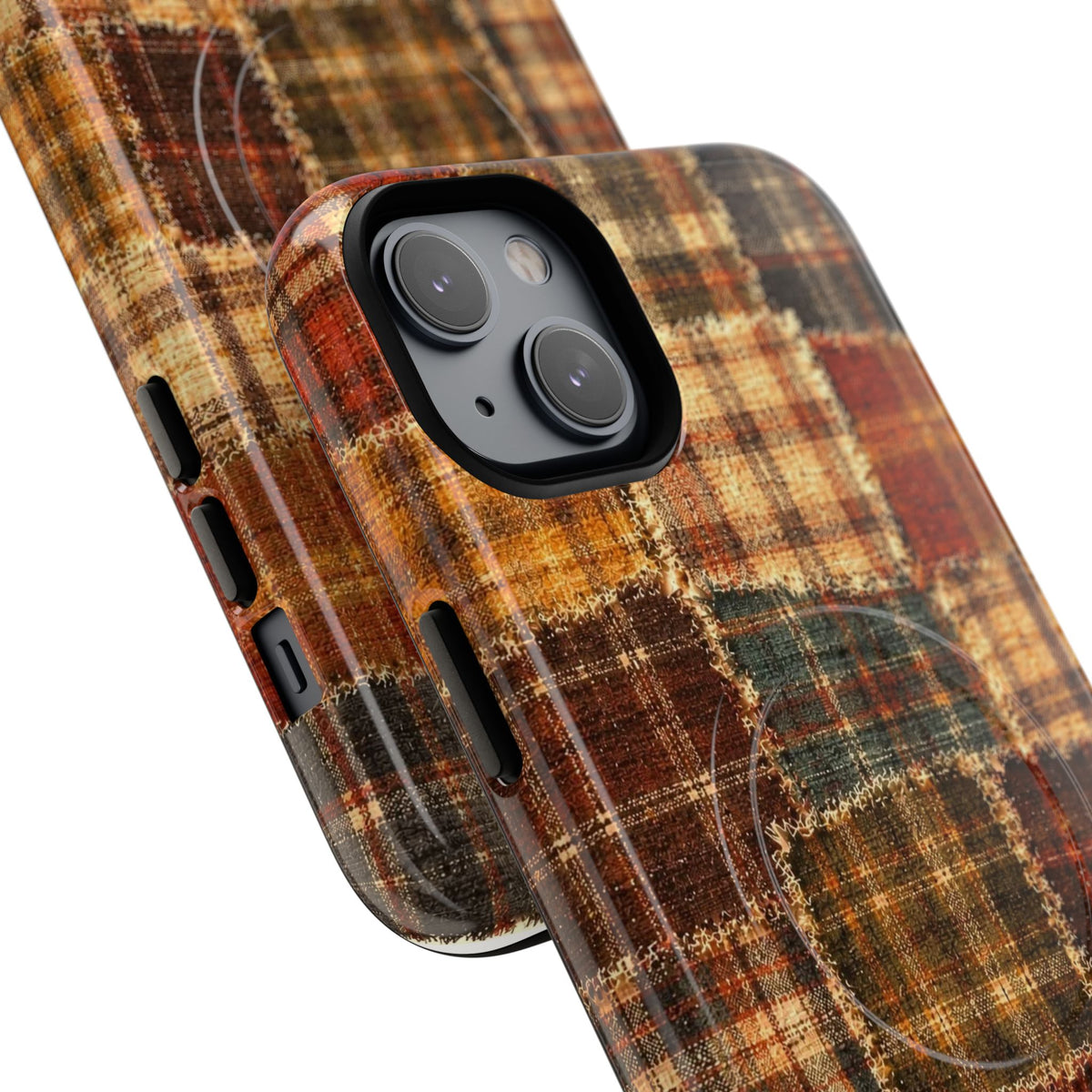 Plaid Patchwork Tough Magnetic Phone Case — Rustic Fall Plaid iPhone Cover