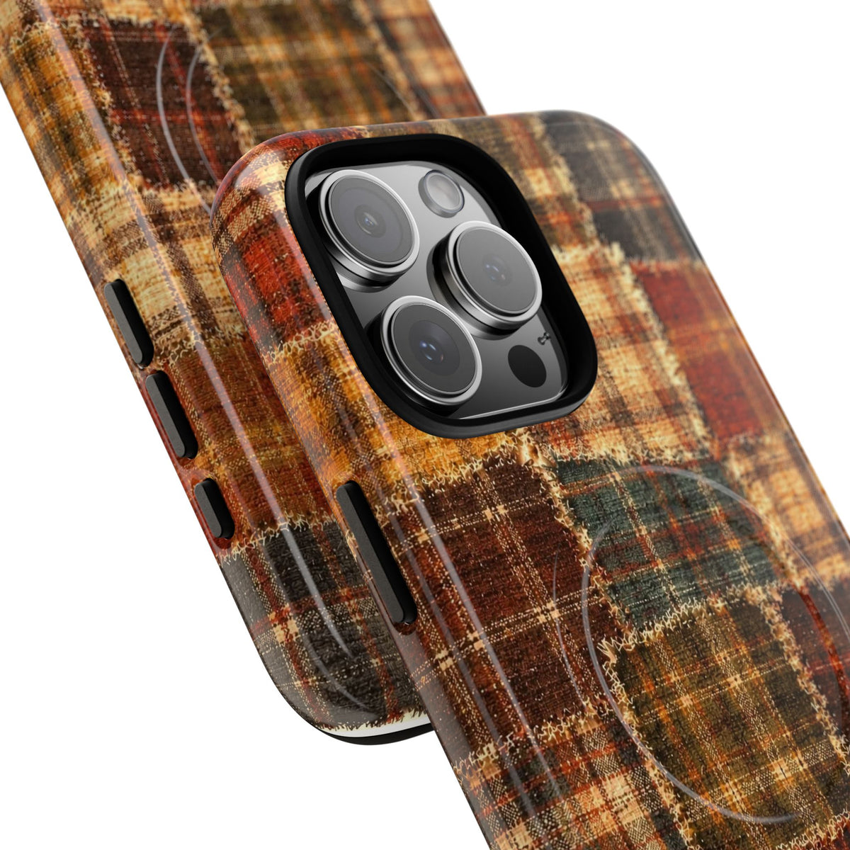 Plaid Patchwork Tough Magnetic Phone Case — Rustic Fall Plaid iPhone Cover